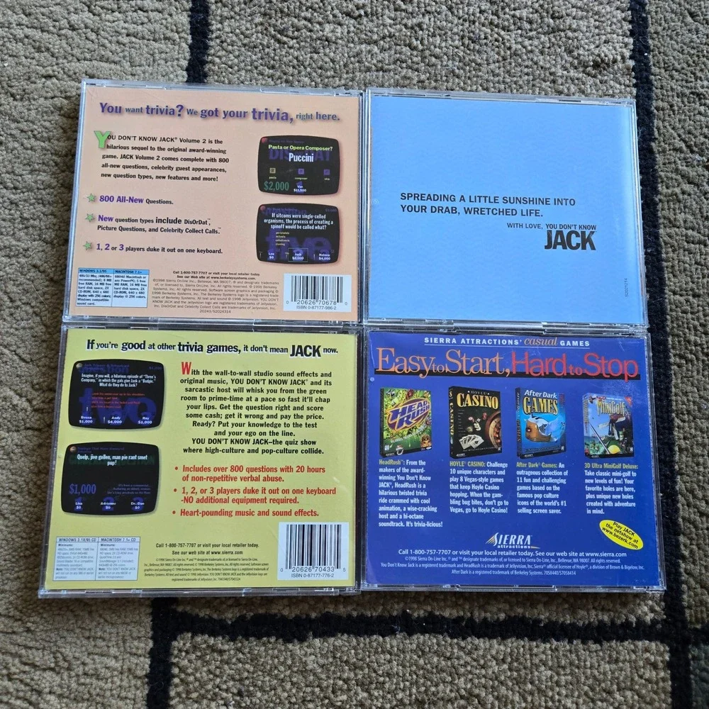 You Don't Know Jack PC Game Bundle Original Vol 2 3 4 The Ride Sierra Trivia Lot